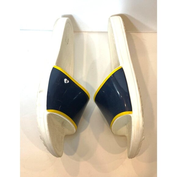 Crocs X Drew Barrymore Sloane Slide Navy Yellow Stripe White Base Womens Size 8 - Picture 5 of 12